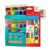 Lápis De Cor Kit 36 Cores Multicolor C/ 6 Bicolor Tons De Pele Ecolápis