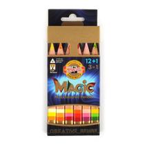 Lápis de Cor Koh-I-Noor Magic 12 Cores + 1 Blender + Apontador + Borracha Caixa Cartonada