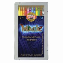 Lápis de Cor Koh-i-noor Magic Multcolor Estojo Lata com 12 Cores