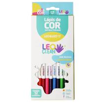 Lápis De Cor Leo Clean 12 Cores Redondo Antibacteriano Leo E Leo