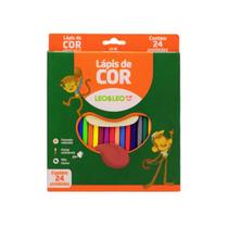 Lápis De Cor Leo & Leo 24 Cores Cores Vivas Redondo Para Colorir