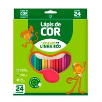 Lápis De Cor Macio e Resistente Linha Eco 24 Cores Formato Sextavado Leo e Leo