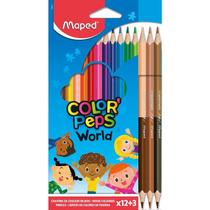 Lápis de Cor Maped Color Peps 12 Cores + 3 Lápis Duo Cores da Pele