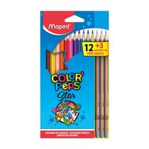 Lápis de Cor Maped Color Peps Star 12 Cores + 03 Lápis Grafite