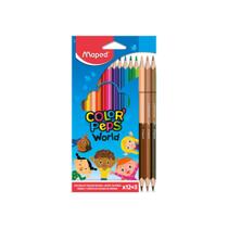 Lápis de Cor Maped Color Peps World 12 Cores + 03 Lápis Tons de Pele Duo