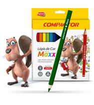 Lápis De Cor Maxx 12 Cores Triangular Ponta Grossa 5.0 para Mãozinhas Pequenas Compactor + Apontador