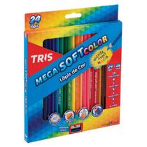 Lápis de Cor Mega Soft Color 24 Cores com Apontador Tris