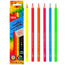 Lápis de Cor Mega Soft Color 6 Cores Tons Neon - Tris