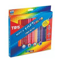 Lápis de Cor Mega Soft Color 60 Cores Com Apontador - TRIS