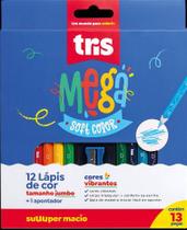 Lápis de Cor Mega Soft Color Tamanho Jumbo 12 Cores + Apontador Tris Lápis de Cor Mega Soft Color Tamanho Jumbo 12 Cores + Apontador Tris