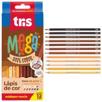 Lápis de cor mega soft color tons de pele - 12 cores - tris