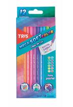 Lápis De Cor Mega Soft Color - Tons Pastel - 12 Cores - Tris