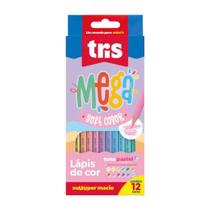 Lápis De Cor Mega Soft Color Tons Pastel 12 Cores Tris