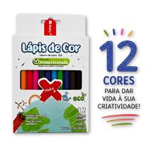 Lápis de Cor Mini 12 Cores Sextavado - Compacto e Ecológico