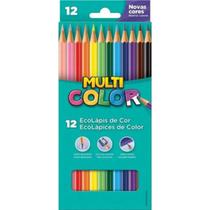 Lápis de cor Multi Color EcoLápis com 12 cores, ponta resistente, fácil de apontar, cores fortes.