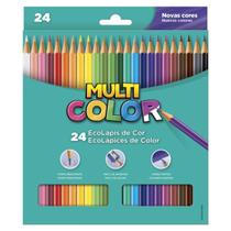 Lápis de cor Multi Color EcoLápis com 24 cores, ponta resistente, fácil de apontar, cores fortes.