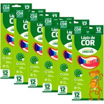 Lápis De Cor Multi colorido 12 Cores Tons Escolar 6 - Caixas