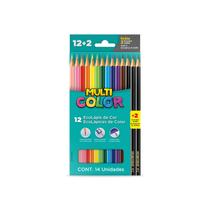 Lápis De Cor Multicolor Super 12 Cores + 2 Lápis Grafite