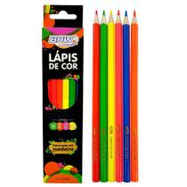 Lápis de Cor Neon Sextavado 6 Cores - BRW