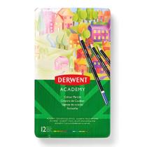 Lápis de Cor Permanente Academy Derwent 12 Cores Estojo Lata Lápis de Cor Permanente Academy Derwent 12 Cores Estojo Lata