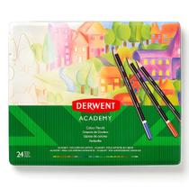 Lápis de Cor Permanente Academy Derwent 24 Cores Estojo Lata