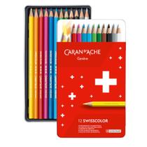 Lápis de Cor Permanente Caran D'Ache Swisscolor 12 Cores - CARAN DACHE