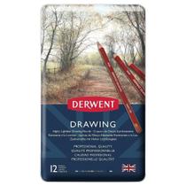 Lápis de Cor Permanente Derwent Drawing 12 Cores Estojo Lata