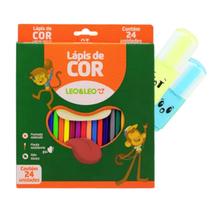 Lapis De Cor Redondo 24 Cores Leo E Leo Material Escolar 2 Marca Textos