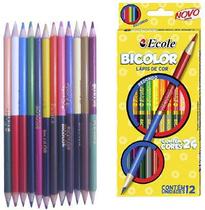 Lápis de cor redondo bicolor - 24 cores