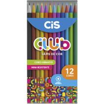 Lápis de COR Redondo CIS CLUB Resina com 12 Cores Estojo Plástico