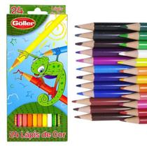Lápis de cor redondo com 24 cores vibrantes papelaria escolar útil