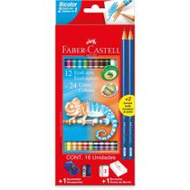 Lápis de COR Redondo Ecolápis Bicolor 24 Cores - Pacote com 12 Unidades