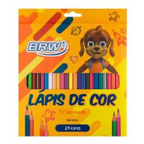Lápis de Cor Resina Plástica 24 Cores Sextavado BRW