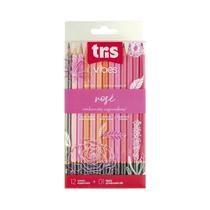 Lápis De Cor Rosé 12 Cores +Lápis 6B Tris Vibes