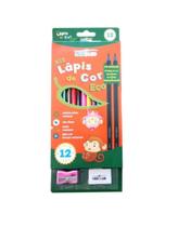 Lápis de Cor Sextavado 12 Cores 2 Lápis Preto HB Leonora