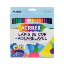 Lápis de Cor Sextavado Aquarelável 24 Cores 1 Pincel Acrilex