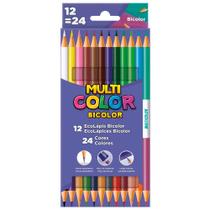 Lápis de Cor Sextavado Bicolor Estojo com 12 Unids 24 Cores - Multicolor Lápis de Cor Sextavado Bicolor Estojo com 12 Unids 24 Cores - Multicolor