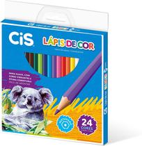 Lápis De Cor Sextavado Cis Com 24 Cores Super Color Plastic