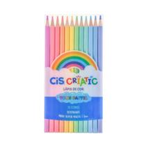 Lápis de Cor Sextavado Cis Criatic Pastel 12 Cores