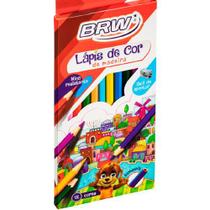 Lápis de cor sextavado corpo em madeira 12 cores Marca BRW Lápis de cor sextavado corpo em madeira 12 cores Marca BRW