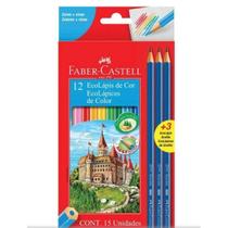 Lápis de Cor Sextavado EcoLápis 12 Cores + 3 Lápis Grafite Faber-Castell