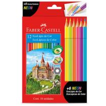 Lápis de Cor Sextavado EcoLápis 12 Cores + 6 Neon FABER-CASTELL Lápis de Cor Sextavado EcoLápis 12 Cores + 6 Neon FABER-CASTELL