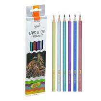 Lápis de cor sextavado em madeira 6 Cores Metalizadas BRW