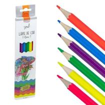 Lápis de cor sextavado em madeira 6 Cores Neon BRW