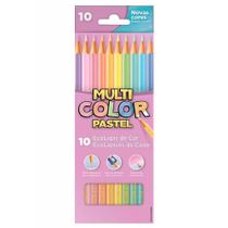 Lápis de Cor Sextavado Estojo com 10 cores Pastéis - Multicolor
