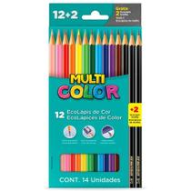 Lápis de Cor Sextavado Estojo com 12 cores e 2 Ecolápis Grafite - Multicolor