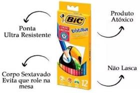 Lapis De Cor Sextavado Evolution 12 Cores Bic