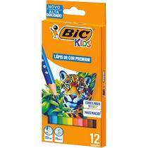 Lápis de Cor Sextavado Kids Madeira Resistente 12 Cores Bic