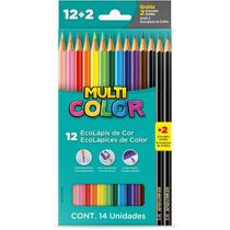 Lápis de Cor Sextavado Multicolor Eco 12 Cores + 2 lápis