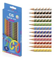 Lápis De Cor Spiro Grip Espiral 12 Cores - Cis